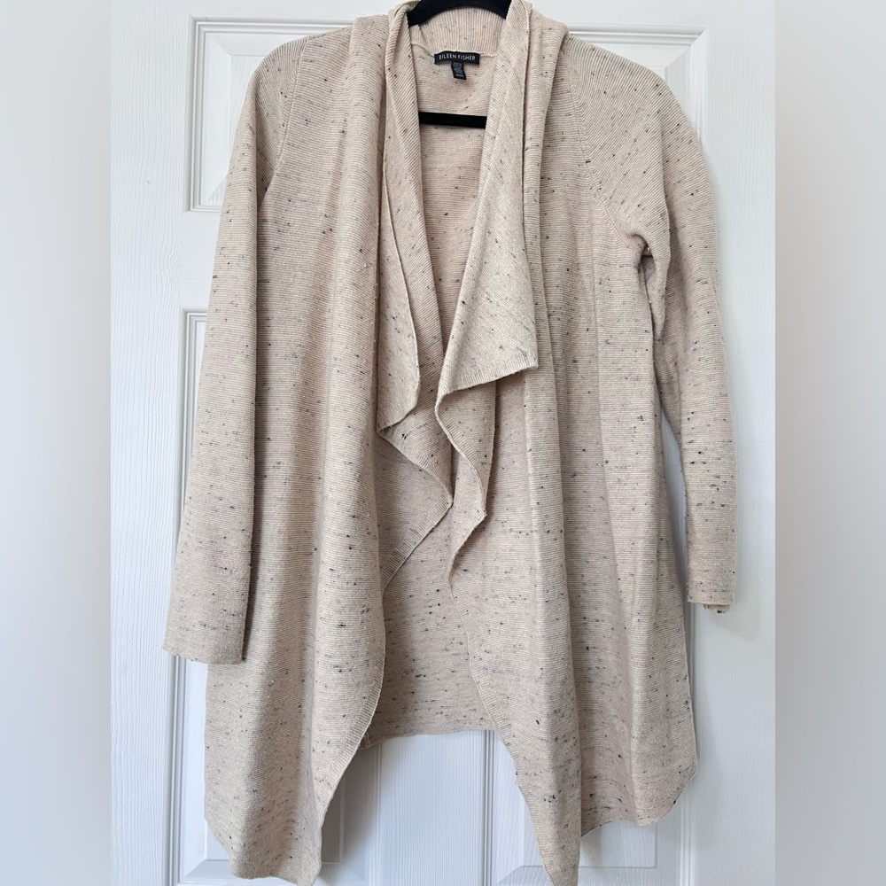 Eileen Fisher Cream Open Front Cardigan - Picture 5 of 5